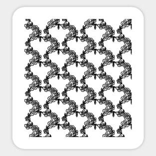 black and white floral pattern print Sticker